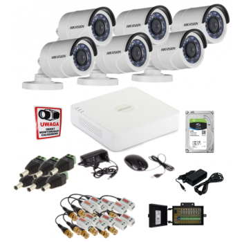 ZESTAW MONITORINGU HIKVISION DS-7108HQHI-K1 + 6x DS-2CE16D0T-IRE 2MPX 2.8mm IR20 2TB